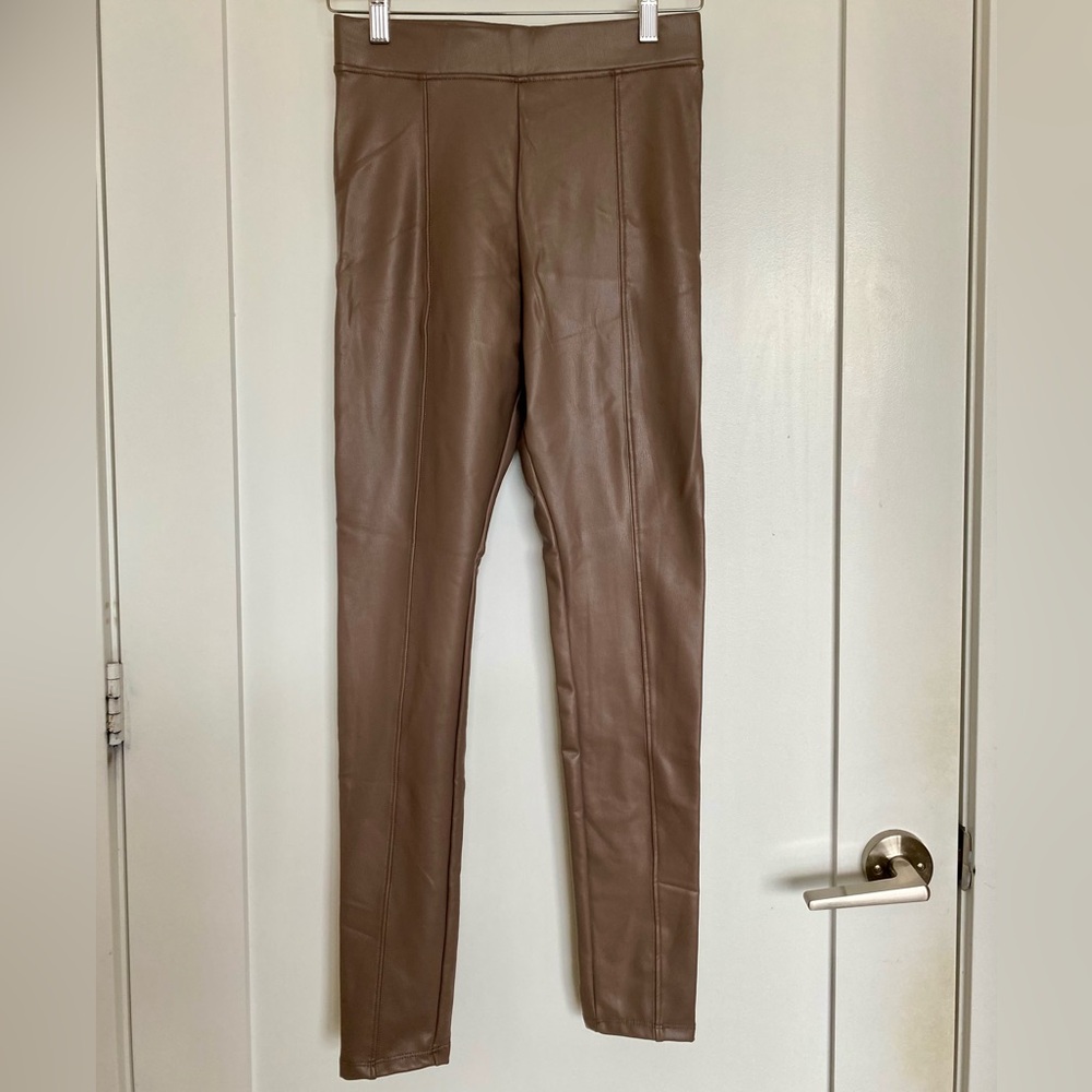 Tan Faux Leather Leggings